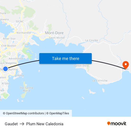 Gaudet to Plum New Caledonia map