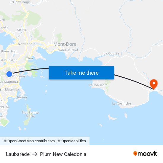 Laubarede to Plum New Caledonia map