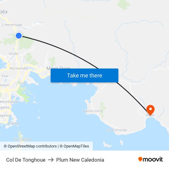 Col De Tonghoue to Plum New Caledonia map