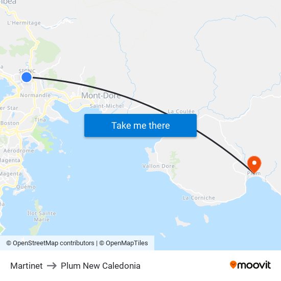 Martinet to Plum New Caledonia map