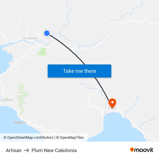 Artisan to Plum New Caledonia map