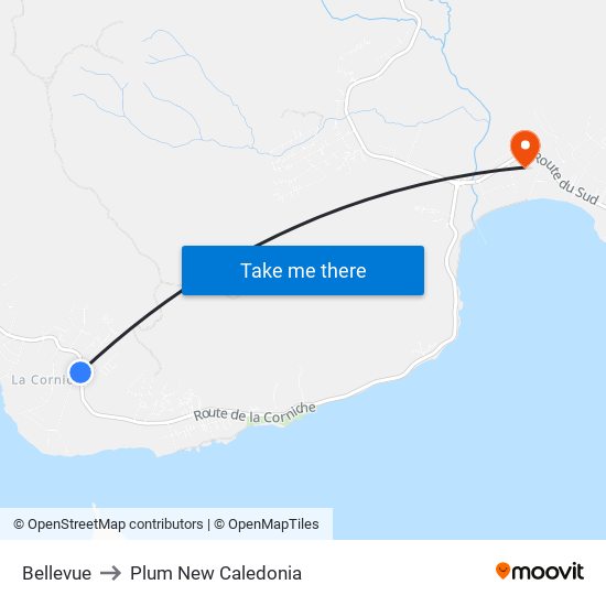 Bellevue to Plum New Caledonia map