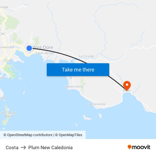 Costa to Plum New Caledonia map