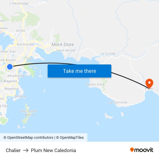 Chalier to Plum New Caledonia map