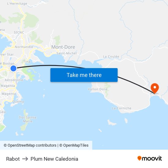Rabot to Plum New Caledonia map