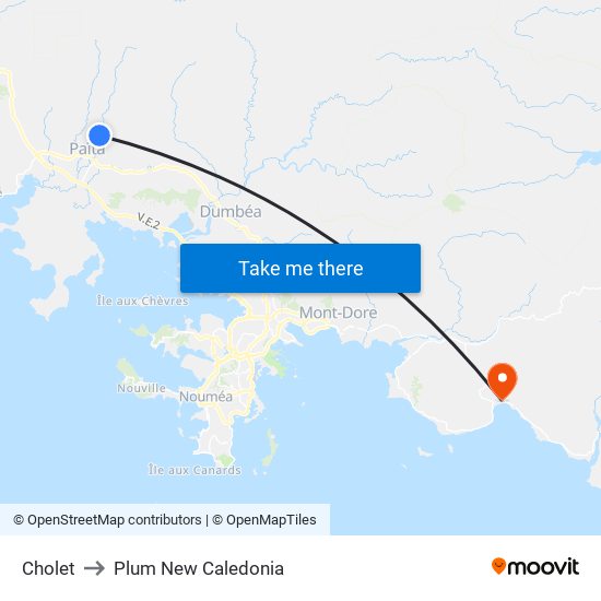 Cholet to Plum New Caledonia map