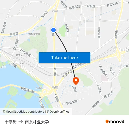 十字街 to 南京林业大学 map
