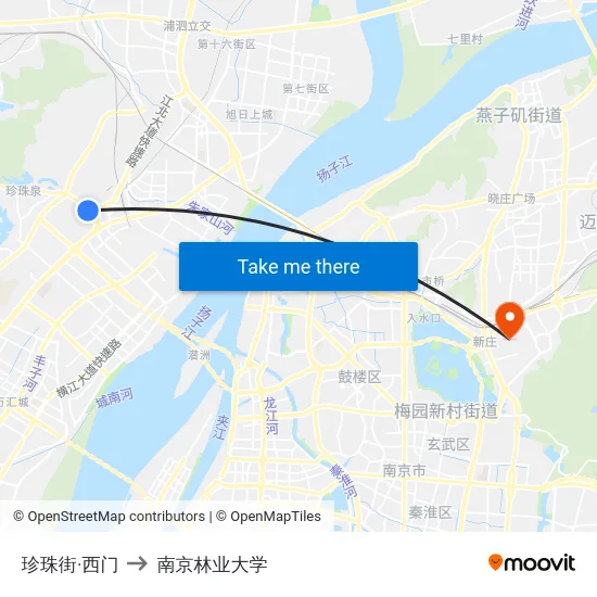 珍珠街·西门 to 南京林业大学 map