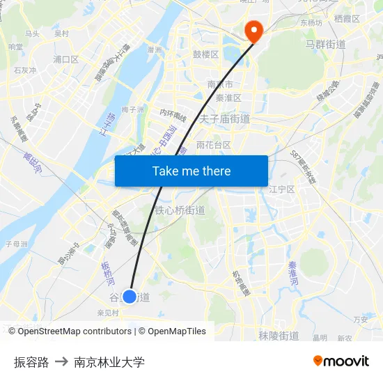 振容路 to 南京林业大学 map