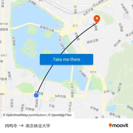鸡鸣寺 to 南京林业大学 map