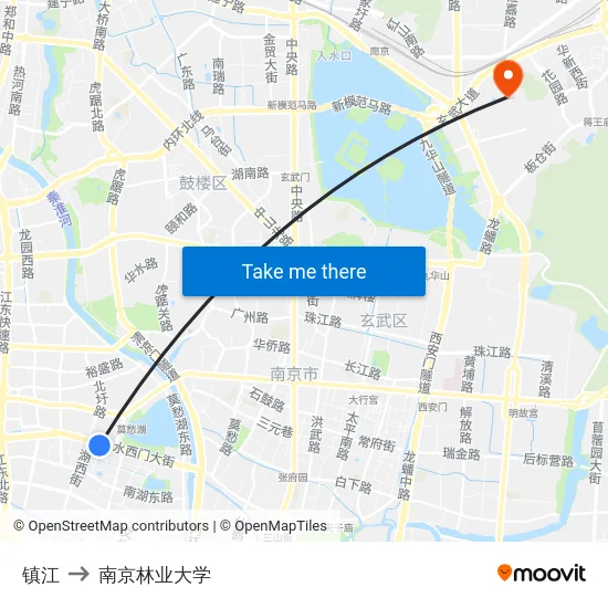 镇江 to 南京林业大学 map