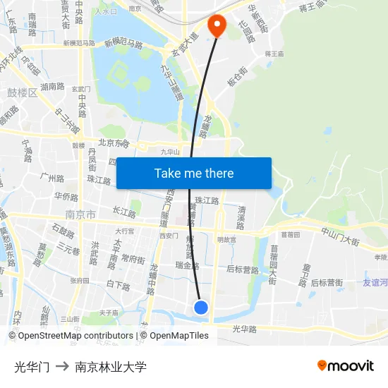 光华门 to 南京林业大学 map