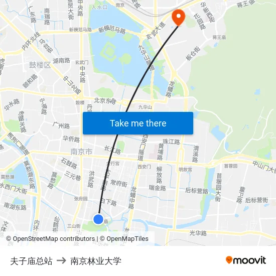 夫子庙总站 to 南京林业大学 map