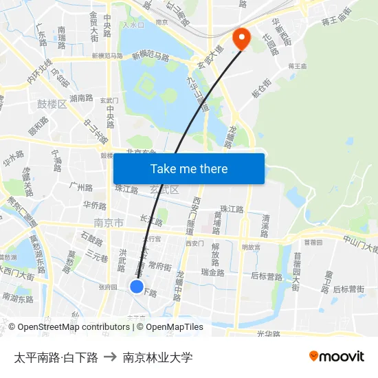 太平南路·白下路 to 南京林业大学 map