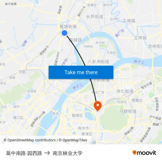 葛中南路·园西路 to 南京林业大学 map