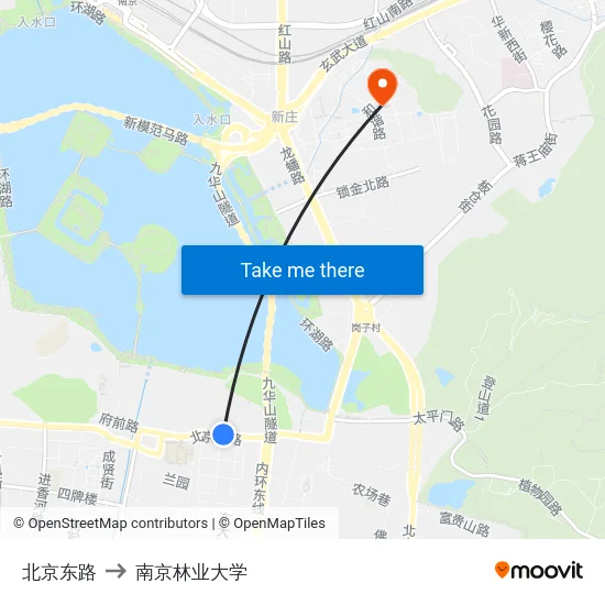 北京东路 to 南京林业大学 map