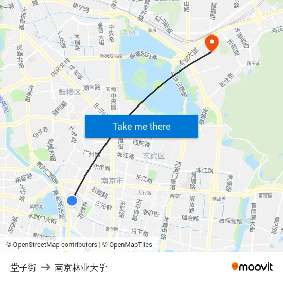 堂子街 to 南京林业大学 map