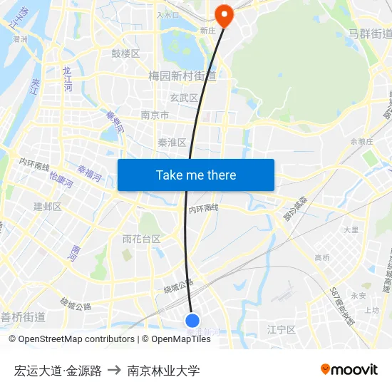 宏运大道·金源路 to 南京林业大学 map