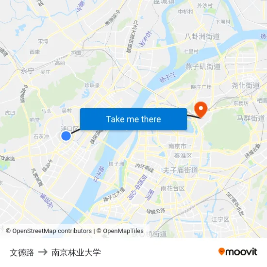文德路 to 南京林业大学 map