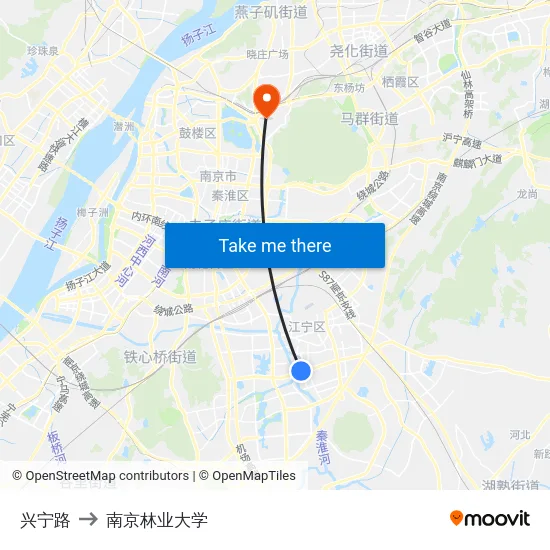 兴宁路 to 南京林业大学 map