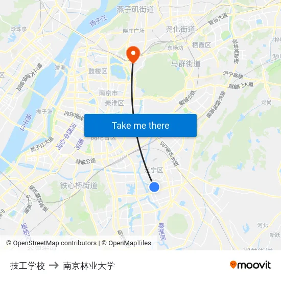 技工学校 to 南京林业大学 map