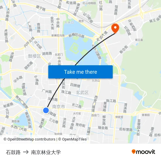 石鼓路 to 南京林业大学 map