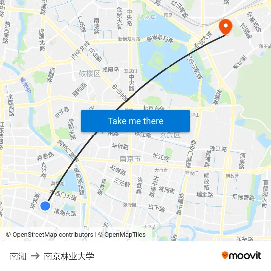 南湖 to 南京林业大学 map