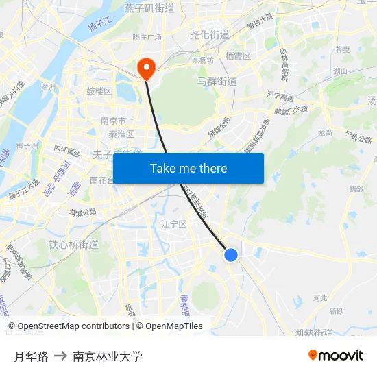 月华路 to 南京林业大学 map
