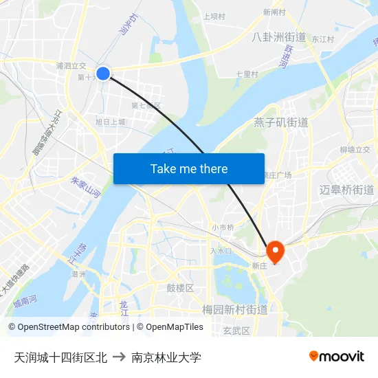 天润城十四街区北 to 南京林业大学 map
