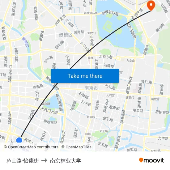 庐山路·怡康街 to 南京林业大学 map