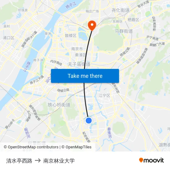 清水亭西路 to 南京林业大学 map