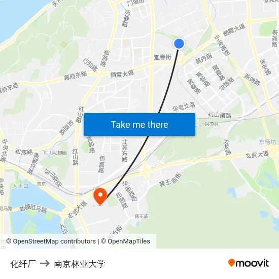 化纤厂 to 南京林业大学 map