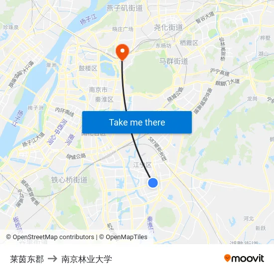 莱茵东郡 to 南京林业大学 map