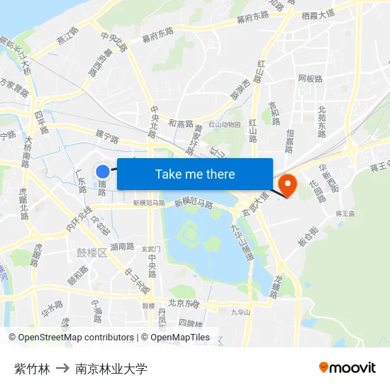 紫竹林 to 南京林业大学 map