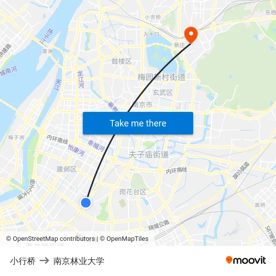 小行桥 to 南京林业大学 map