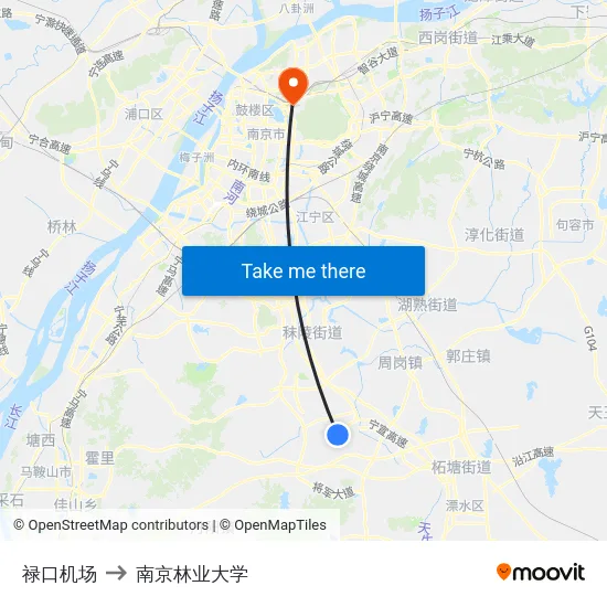 禄口机场 to 南京林业大学 map