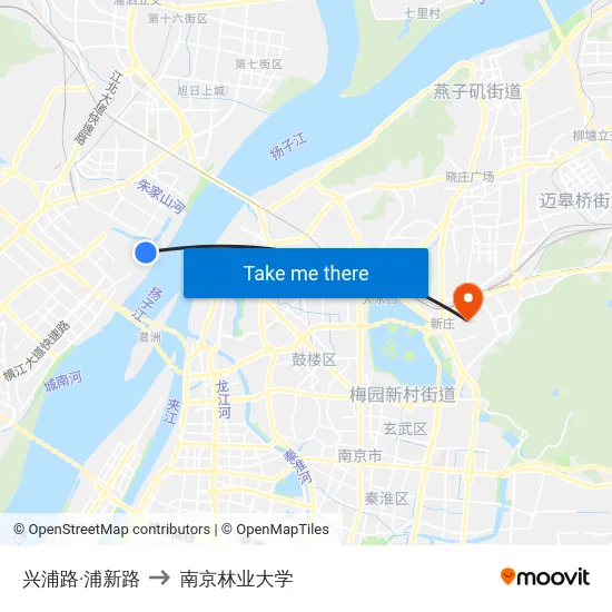 兴浦路·浦新路 to 南京林业大学 map