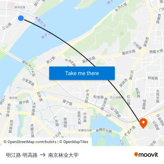 明江路·明高路 to 南京林业大学 map