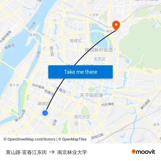 黄山路·富春江东街 to 南京林业大学 map