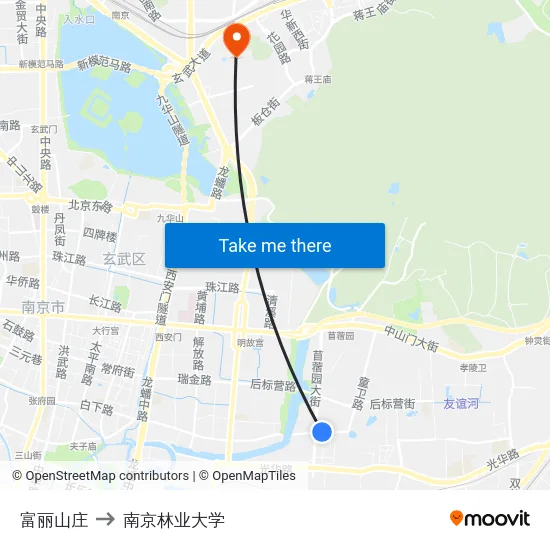 富丽山庄 to 南京林业大学 map