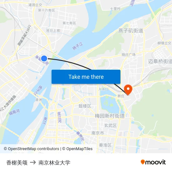 香榭美颂 to 南京林业大学 map