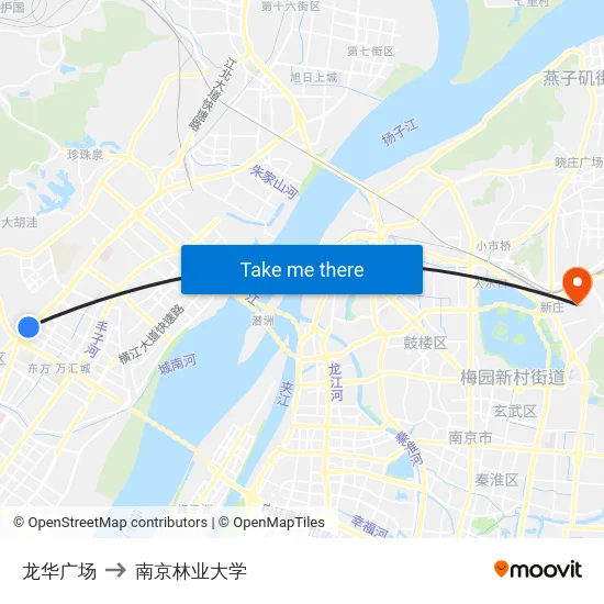 龙华广场 to 南京林业大学 map