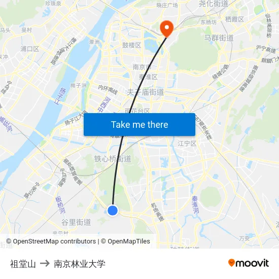 祖堂山 to 南京林业大学 map