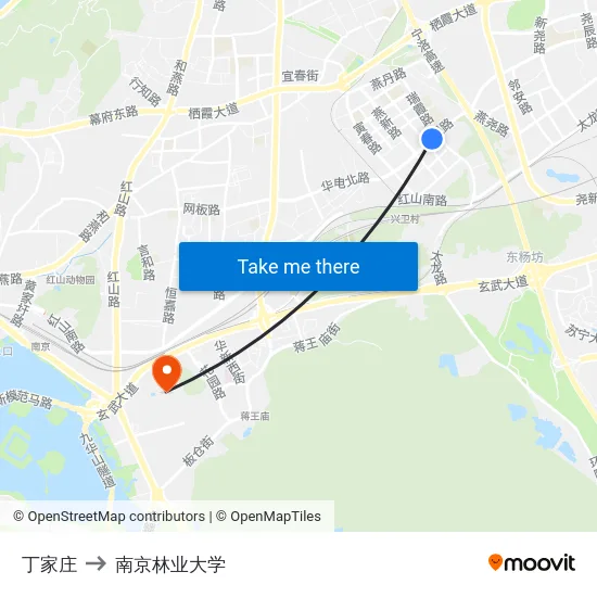 丁家庄 to 南京林业大学 map