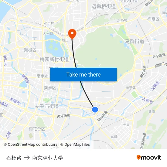 石杨路 to 南京林业大学 map