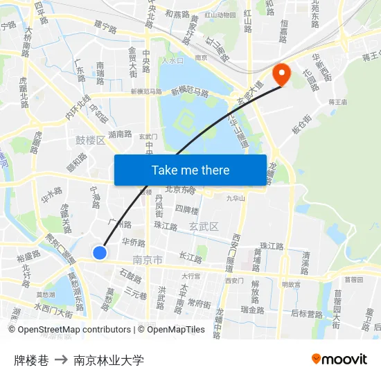 牌楼巷 to 南京林业大学 map