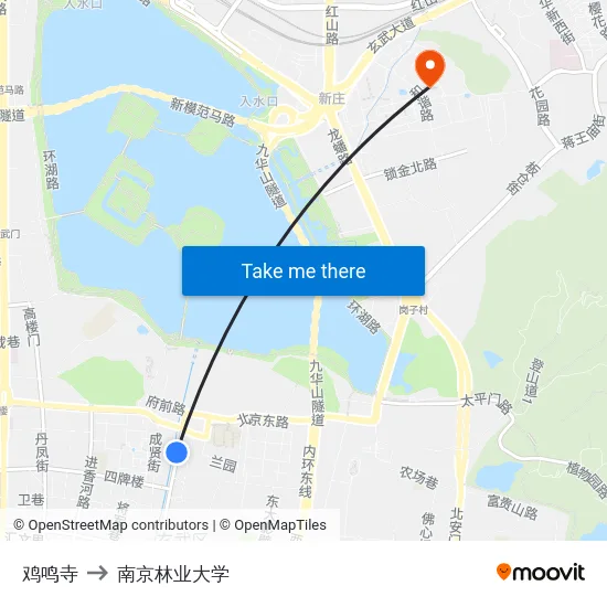 鸡鸣寺 to 南京林业大学 map