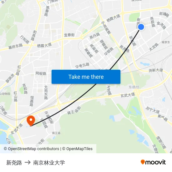 新尧路 to 南京林业大学 map