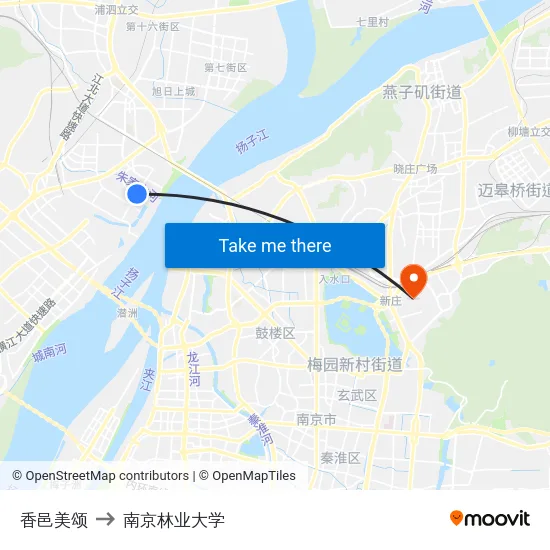 香邑美颂 to 南京林业大学 map