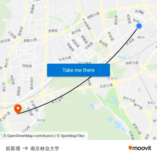 前新塘 to 南京林业大学 map